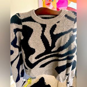360 Cashmere 100% Cashmere Gray Black Sweater